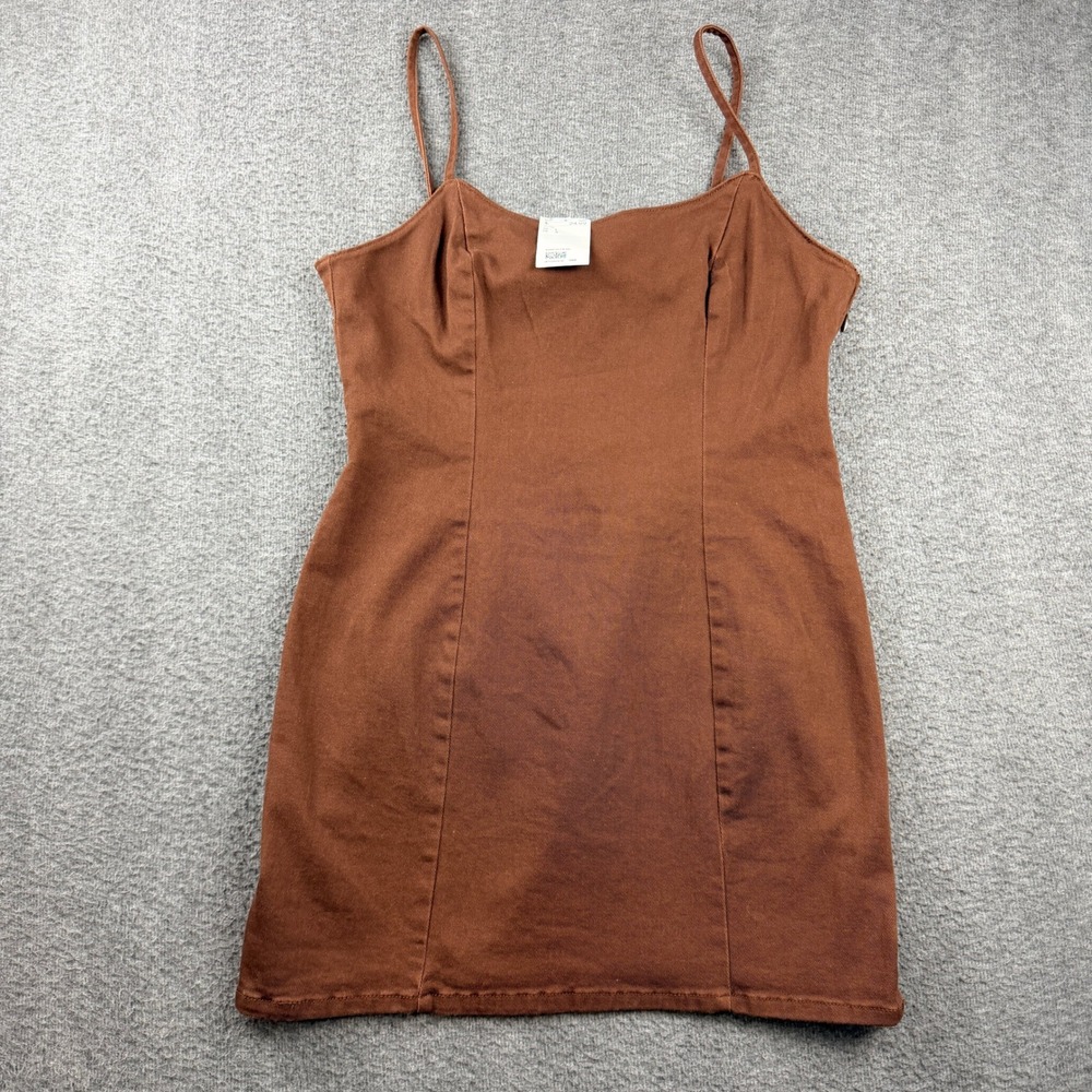H&M Divided Women's L Large Brown Y2K VTG Denim Mini Dress NWT